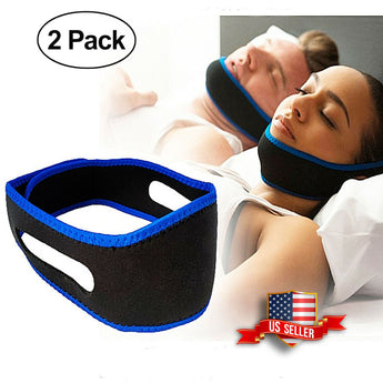 2 pack Snore Stop Belt Sleep Apnea Jaw Solution Anti Snoring Cpap Chin Strap