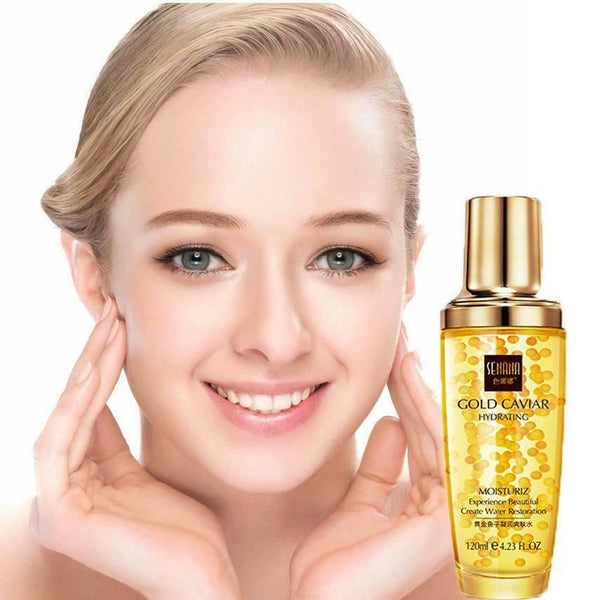 24K Gold Caviar Moisturizing Essense Control Pore Shrinking Skin Care 120 ML