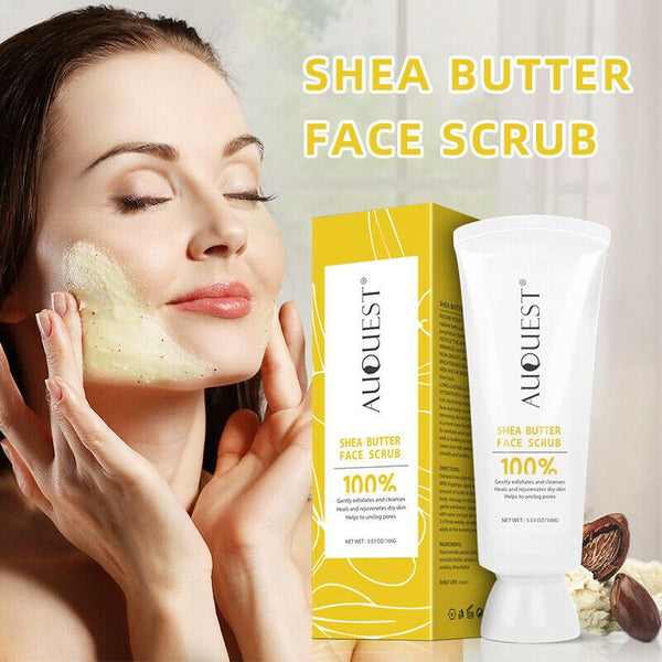 AUQUEST Shea Butter Face Scrub Exfoliating Facial Cleanser Whitening Moisturizer