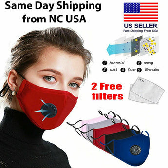 4 Pack Reusable Washable Haze Pollution Cotton Face Mask with 2 Filters