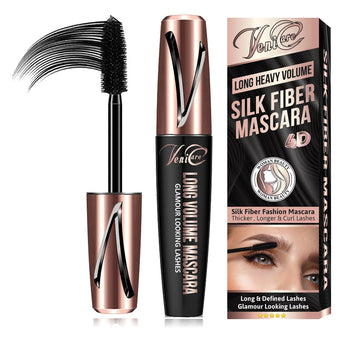 4D Pure Silk Fiber Lash Mascara [Ultra Black Volume and Length], Longer & Thicker Eyelashes, Waterproof, Long Lasting, Instant & Very Easy to Apply, Smudge-proof, Hypoallergenic, Cruelty & Paraben Free VeniCare